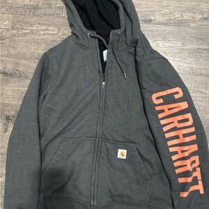 Carhartt Dark Gray Jacket with Orange Logo